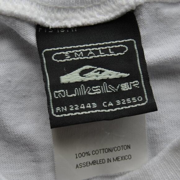 Quicksilver Embroidered Small White & Blue Short Sleeve Shirt - Picture 5 of 5